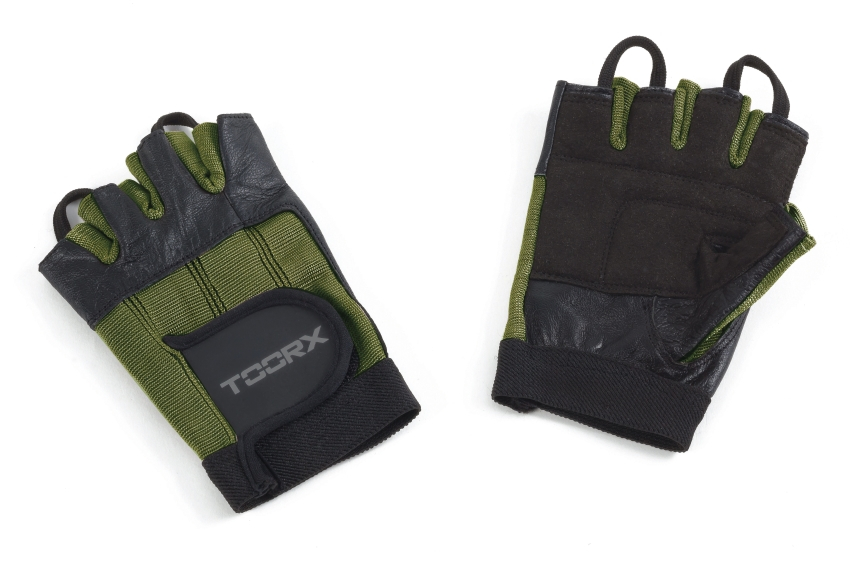 Guanti da Palestra in Pelle, Spandex e Pelle Scamosciata Nero-Verde Militare Toorx Taglia M main product photo