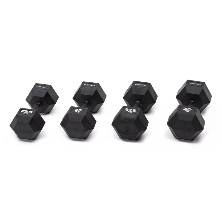 Set 4 Coppie Manubri Gommati Esagonali Black 22,5-30 Kg Diamond
