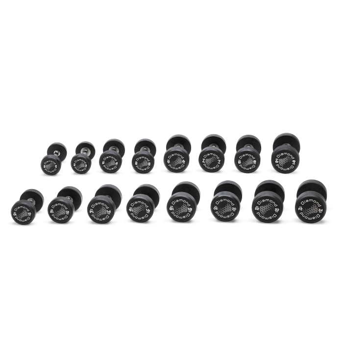 Set 16 Coppie Manubri Gommati Tondi Pro Black 2-24 Kg Diamond main product photo